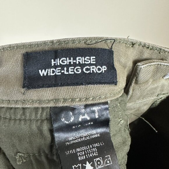 Oat New York Womens Size 27 Jeans High Rise Wide Leg Crop Casual Olive Green - Picture 6 of 6